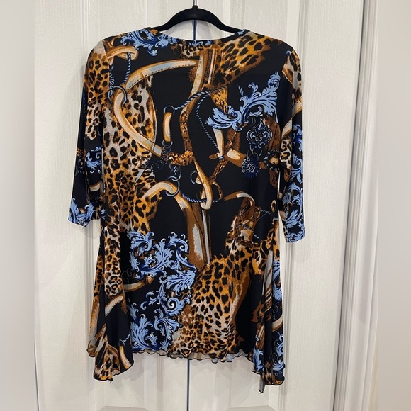 Joseph Ribkoff Leopard Baroque Rhinestone Tunic - Picture 3 of 5